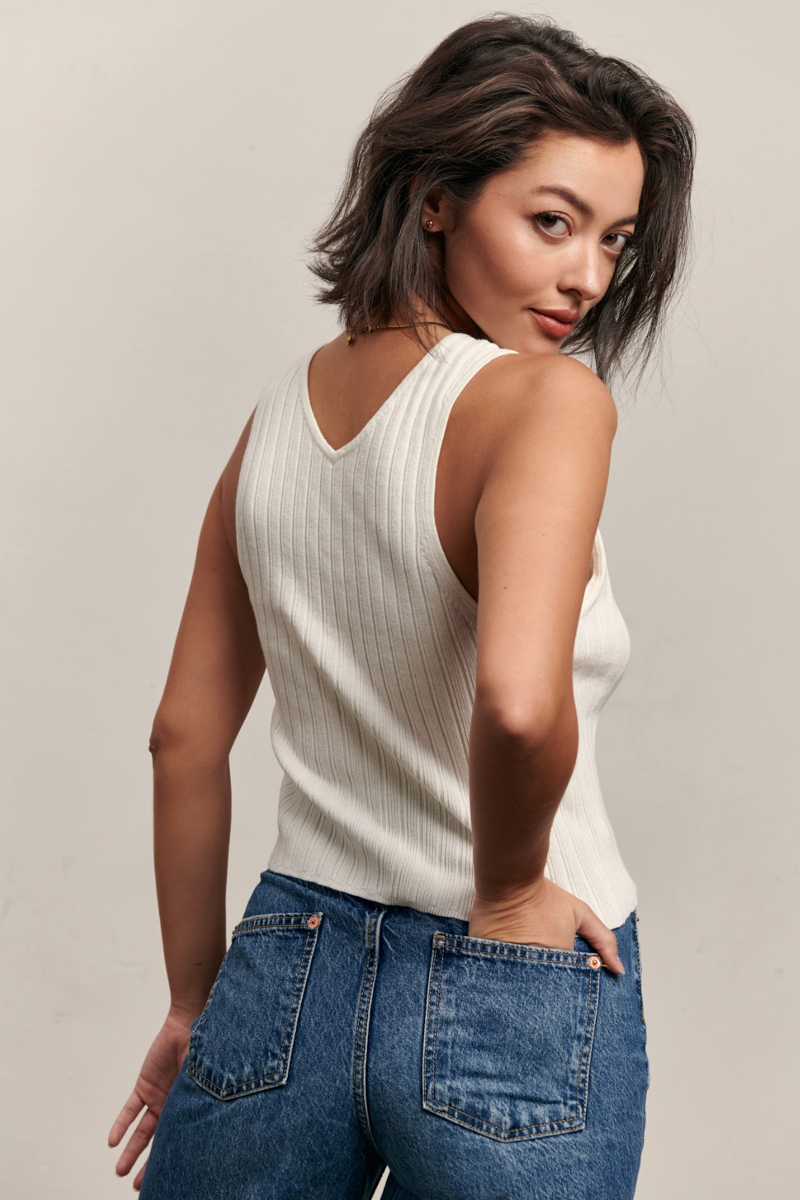Lara V-neck Tank Top - White