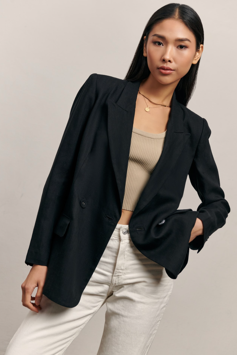 Erin Linen Blazer - Black