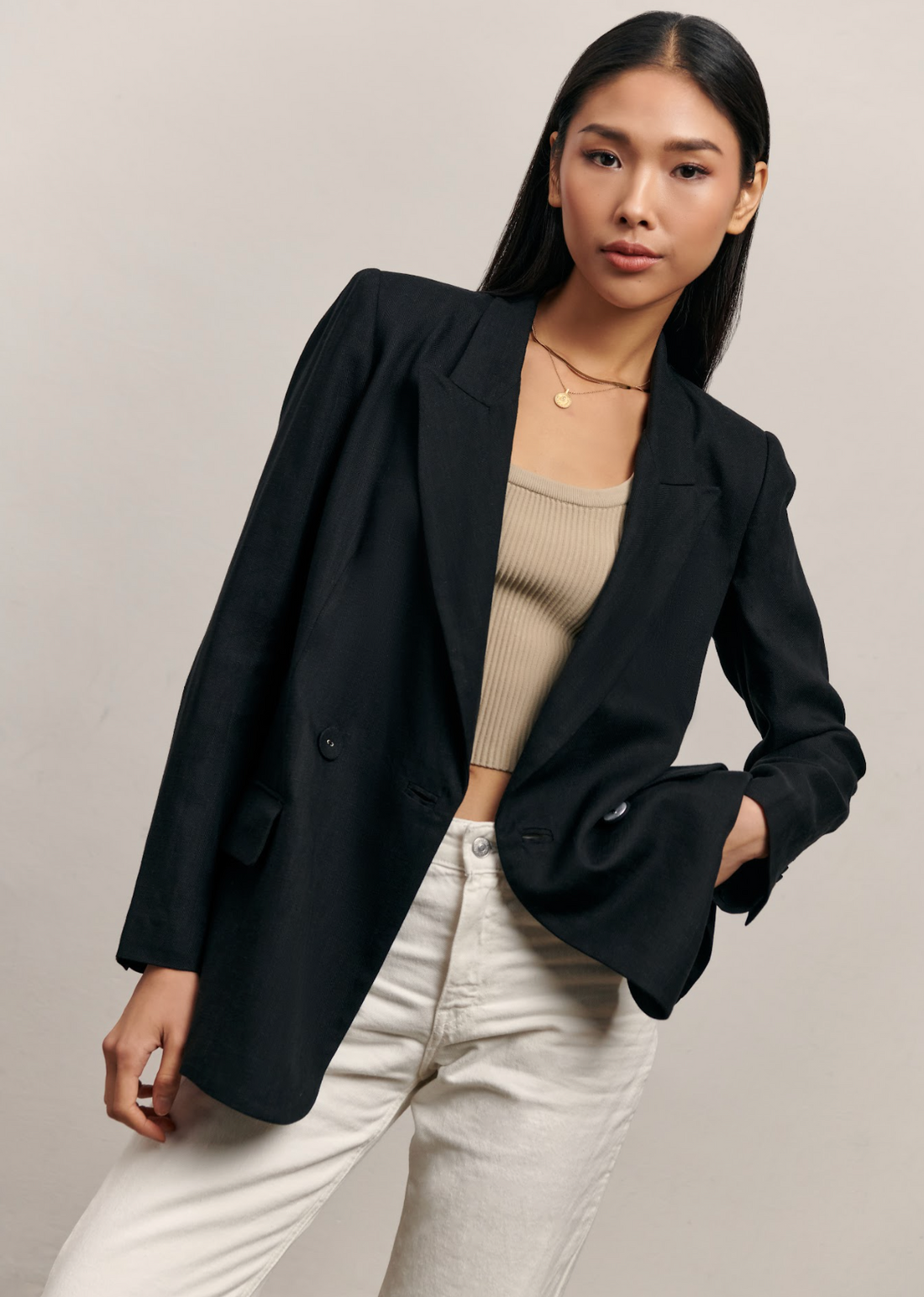 The Erin Linen Blazer - Black