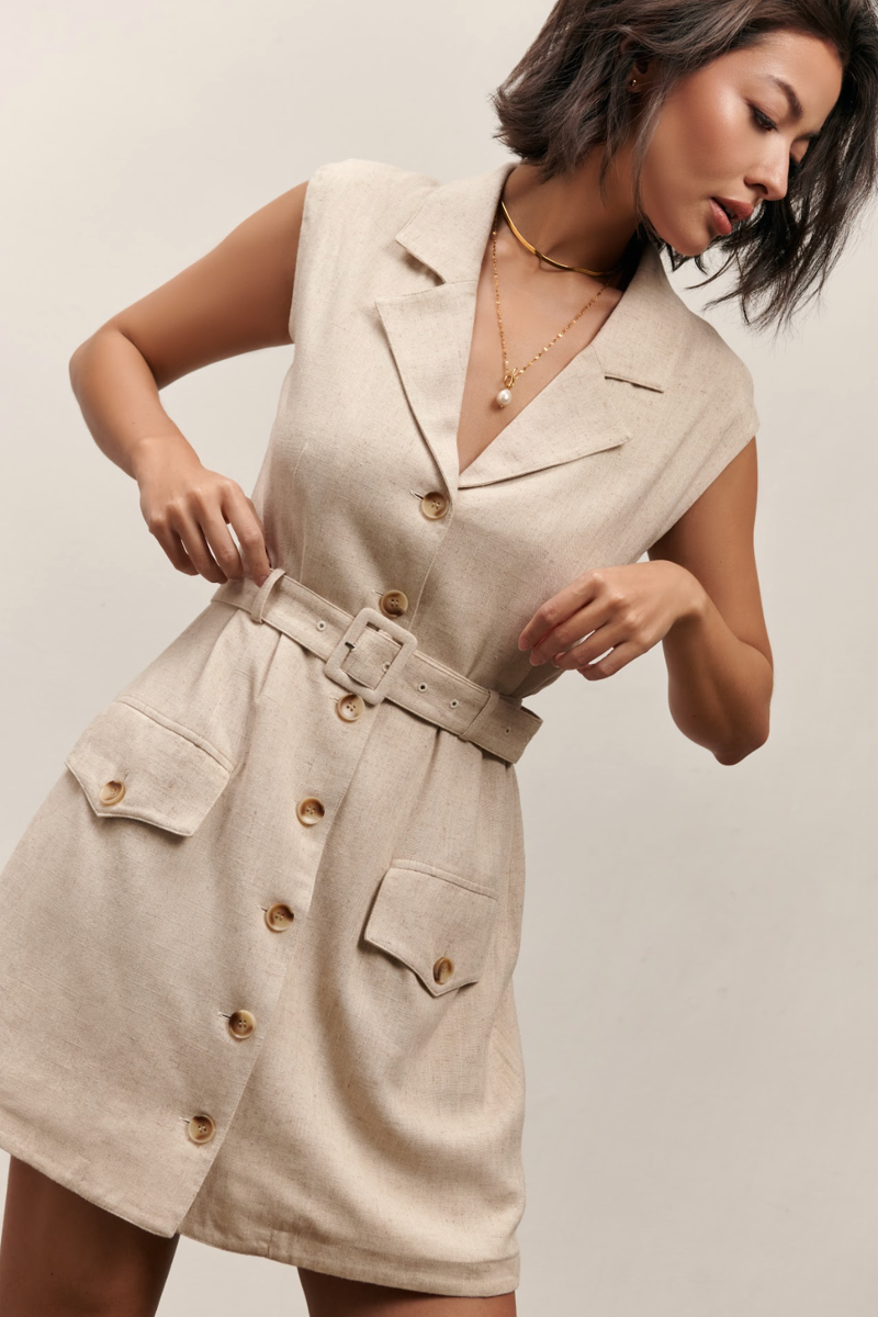 Carrie Vest Dress - Beige