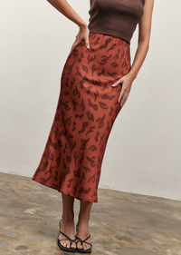 The Olivia Slip Skirt Burnt Cactus Print