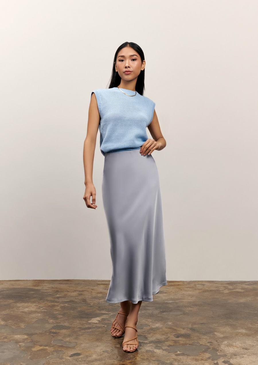 The Olivia Slip Skirt - Blue