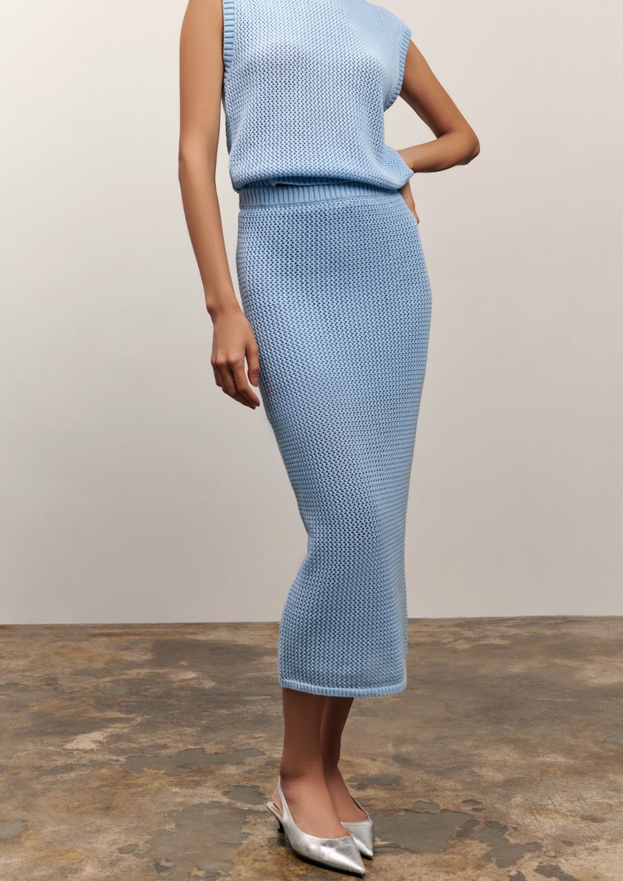 The Nina Midi Skirt- Blue