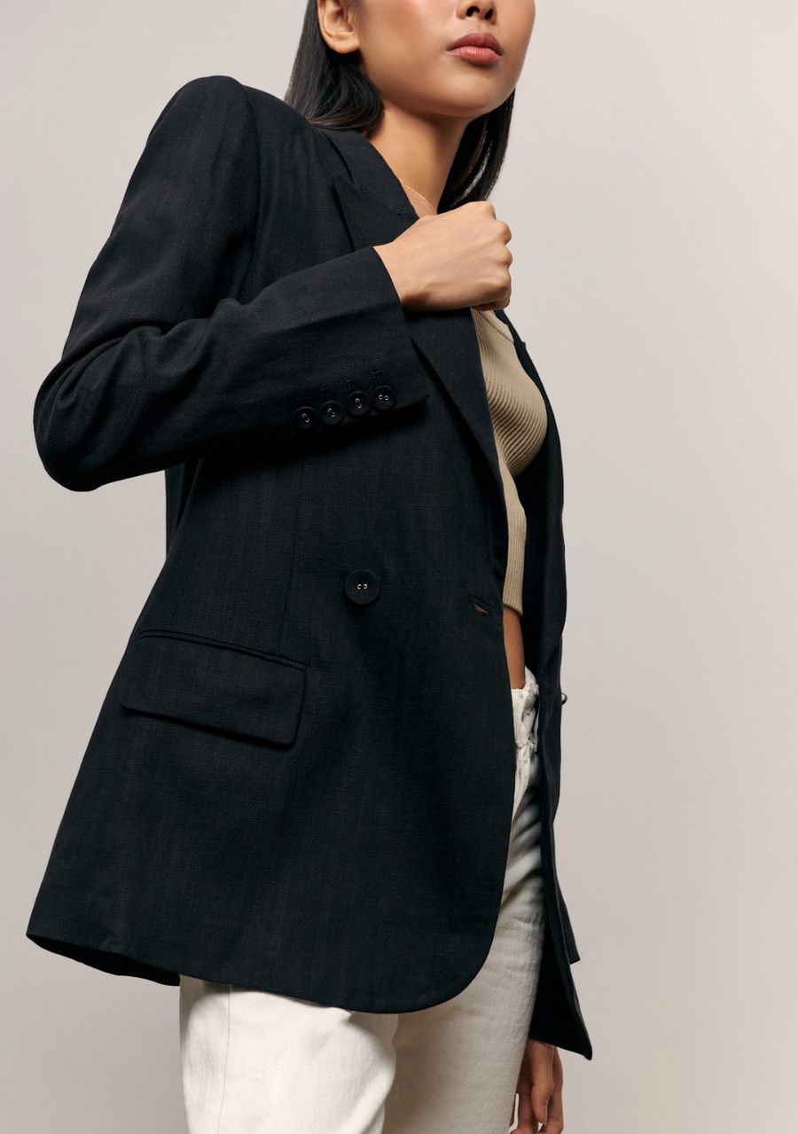 The Erin Linen Blazer - Black