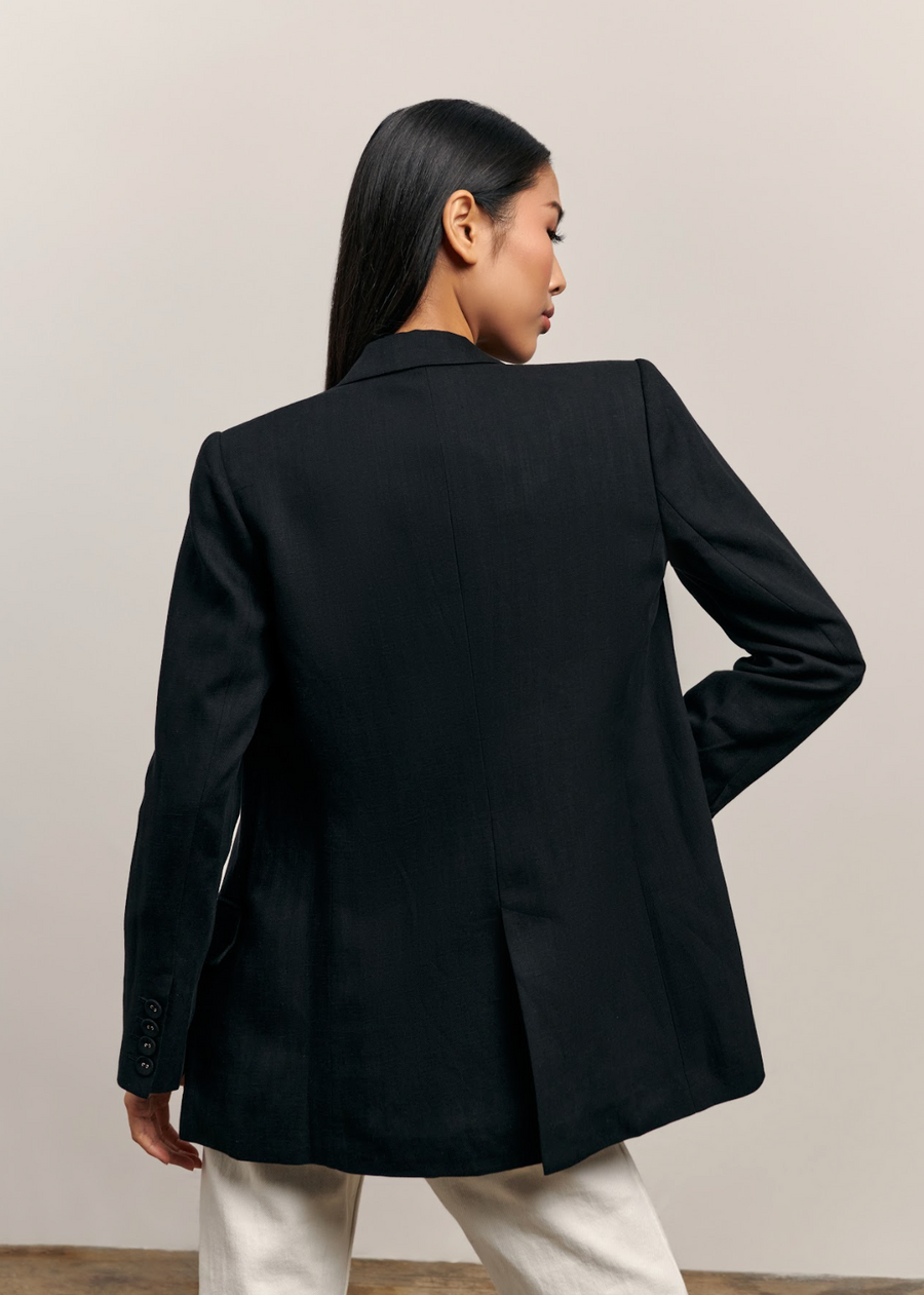 The Erin Linen Blazer - Black