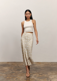 The Olivia Slip Skirt - Cactus Print (Sand)