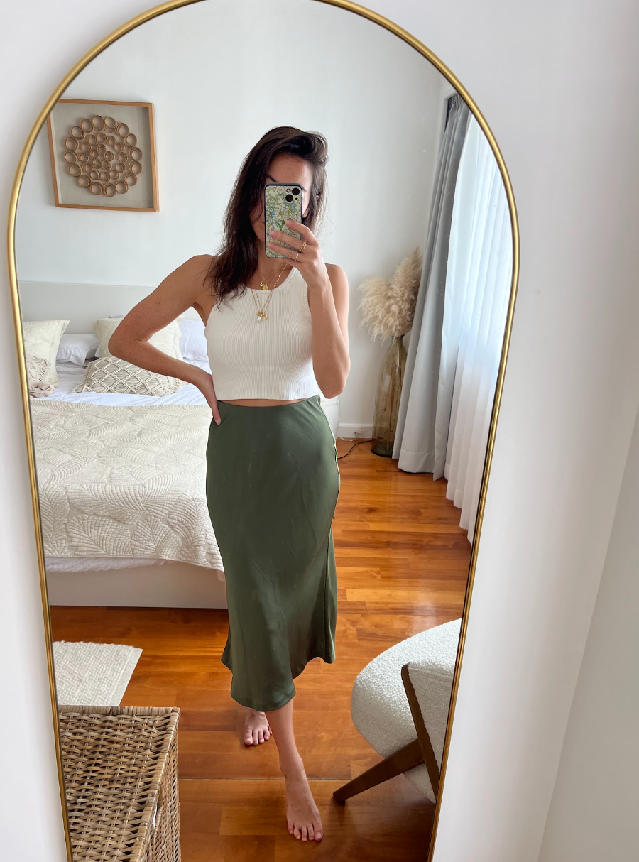 The Olivia Slip Skirt - Sage Green