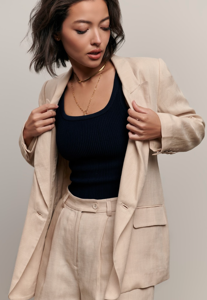 The Erin Linen Blazer - Beige