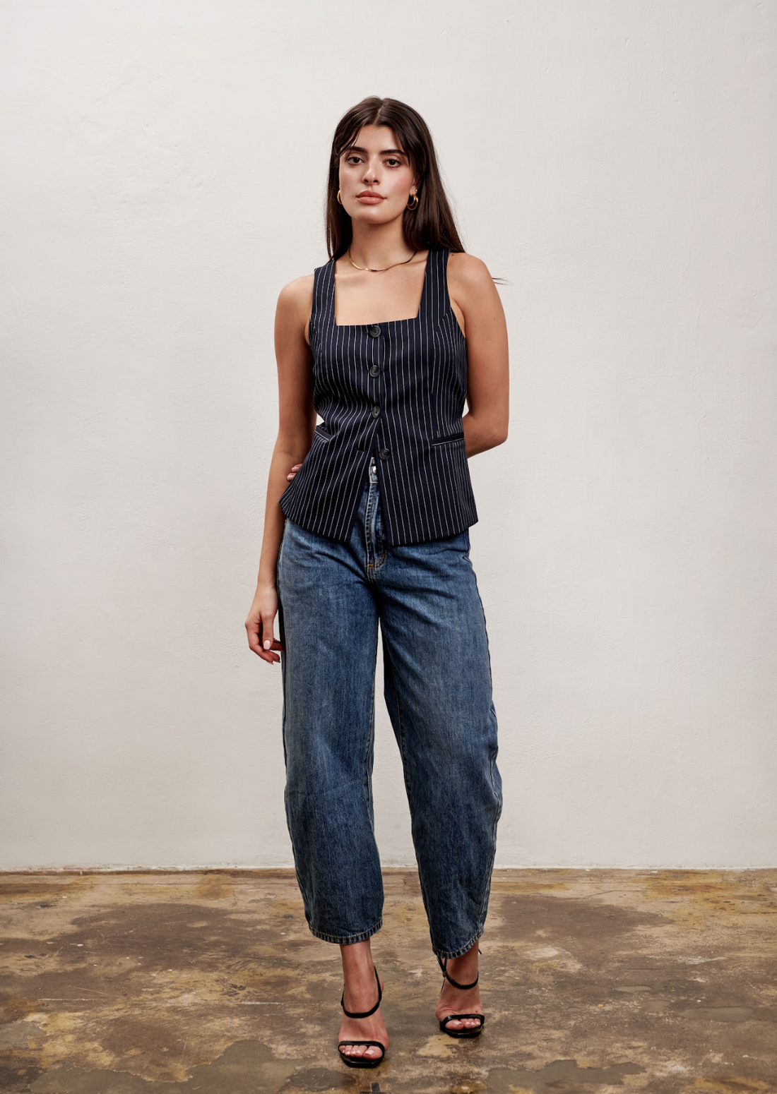 The Andy Top - Pinstripe Navy