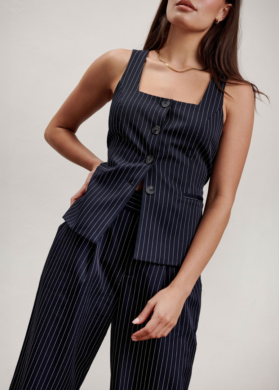 The Andy Top - Pinstripe Navy