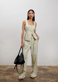 The Willow Wide Leg Pant- Pinstripe Buttercream