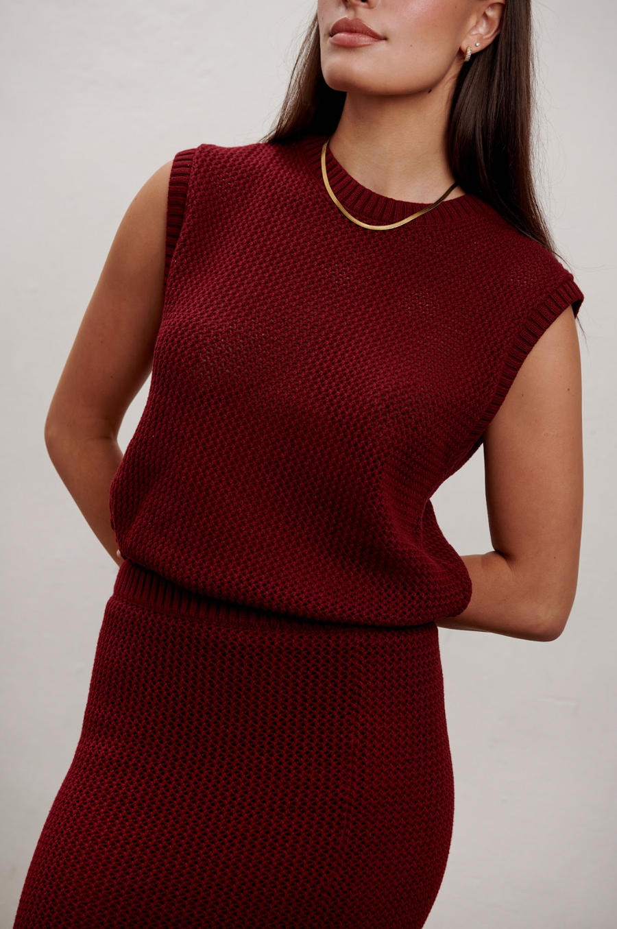 The Blake Knit Vest - Burgundy