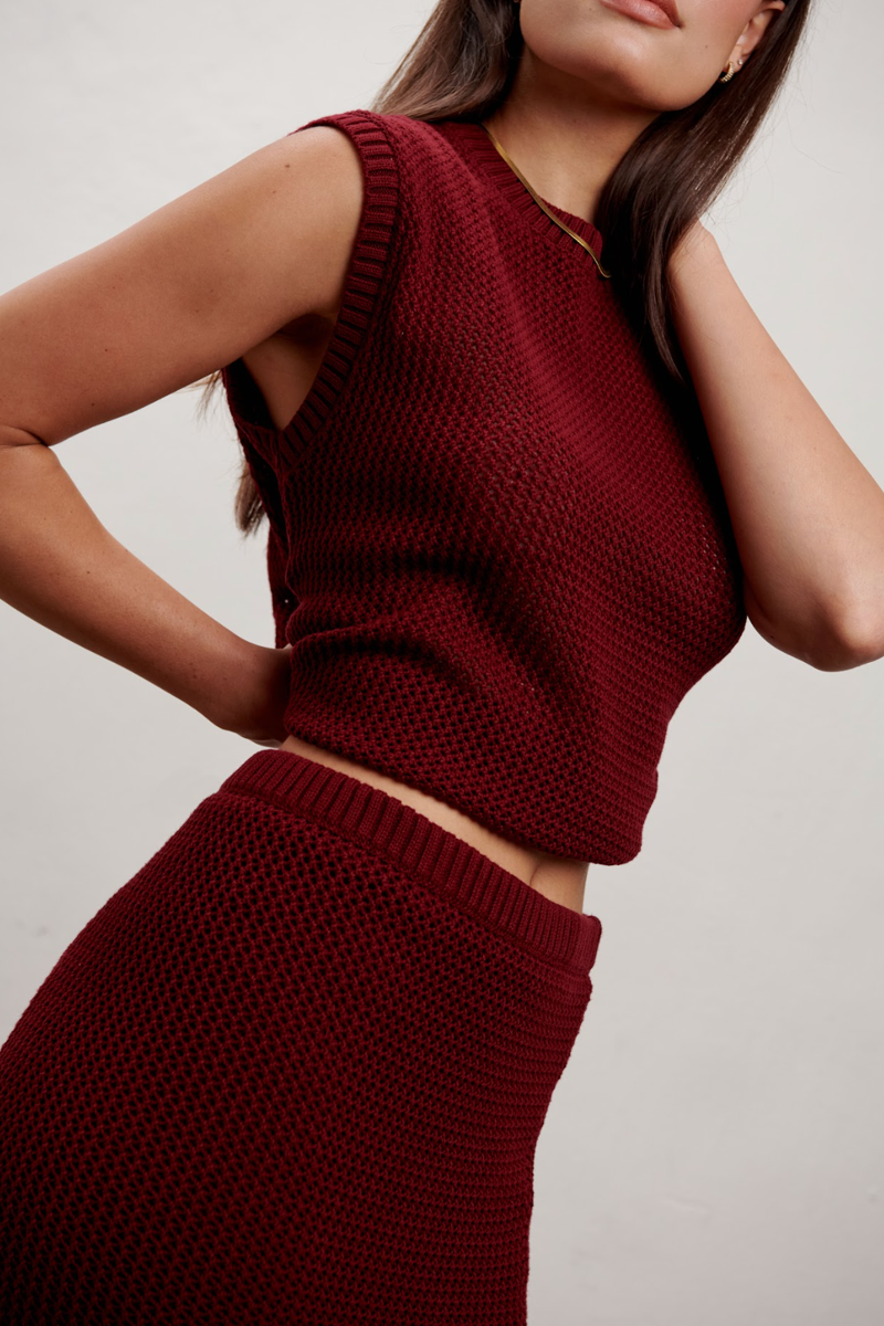 Blake Knit Vest - Burgundy