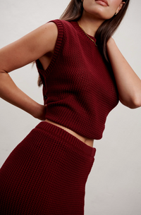 The Blake Knit Vest - Burgundy