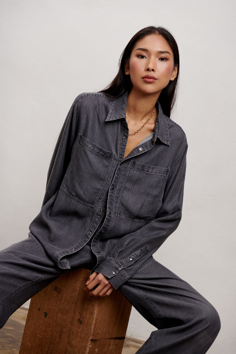 Millie Button Down Shirt - Washed Grey