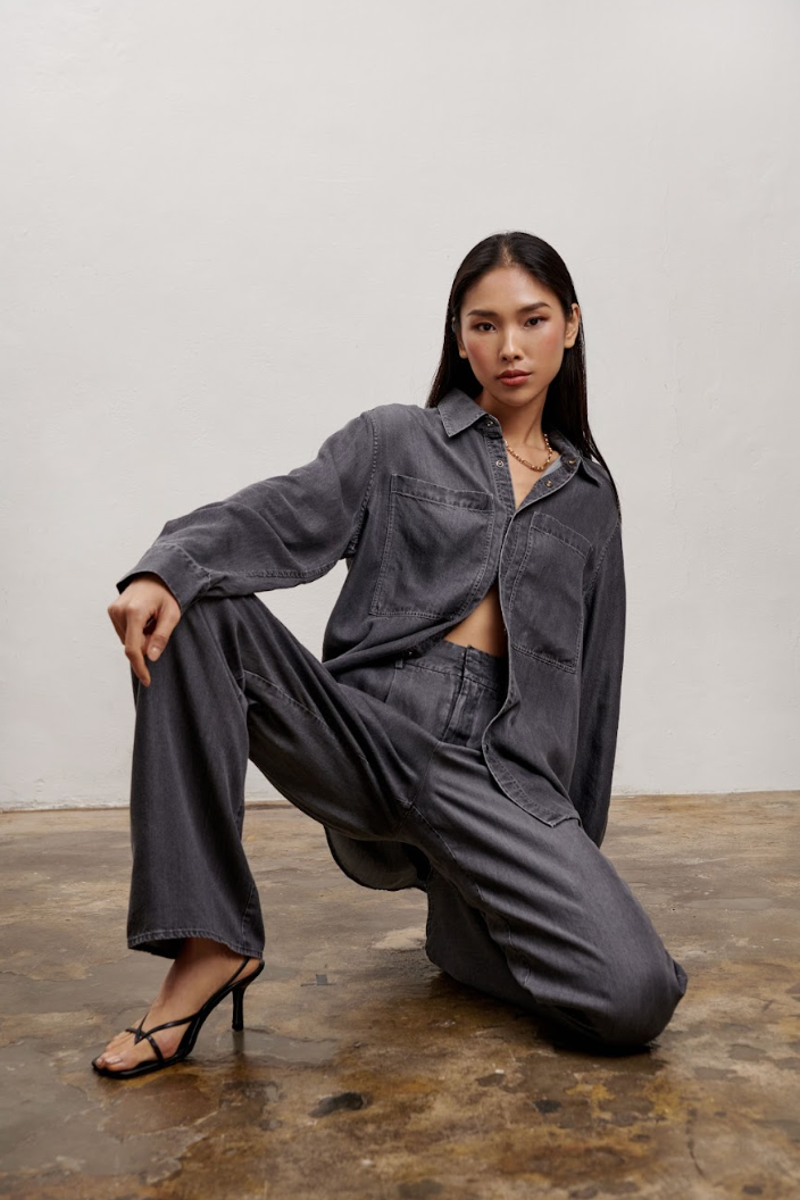 Willow Wide Leg Pants - Washed Grey