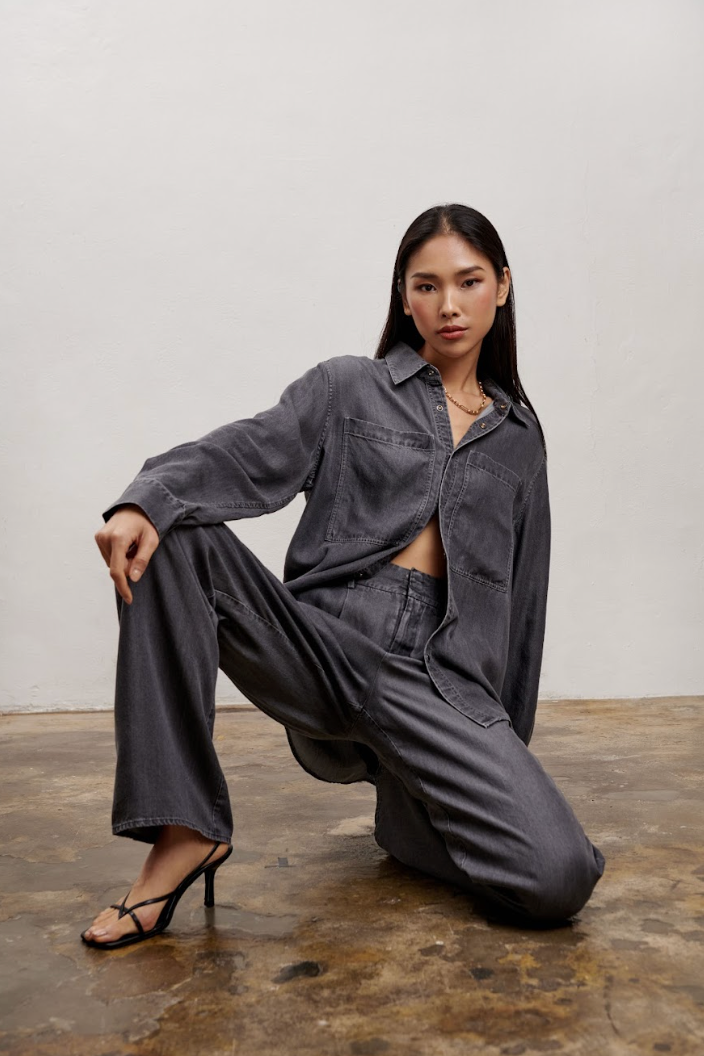 The Willow Wide Leg Pants - "Grey Wash"