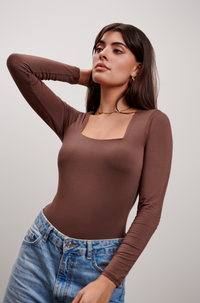 The Pippa Long Sleeve Bodysuit - Mocha