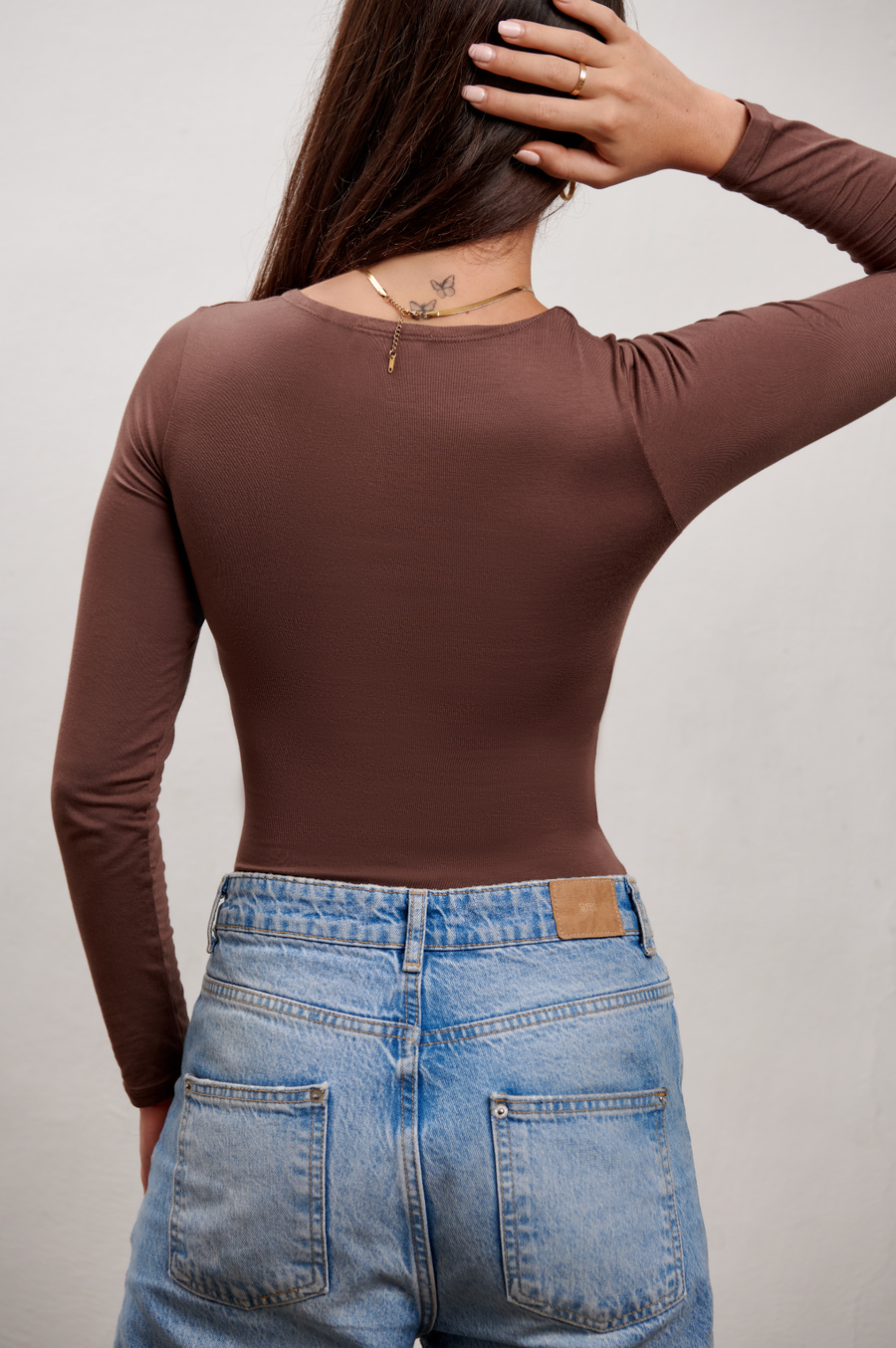 The Pippa Long Sleeve Bodysuit - Mocha