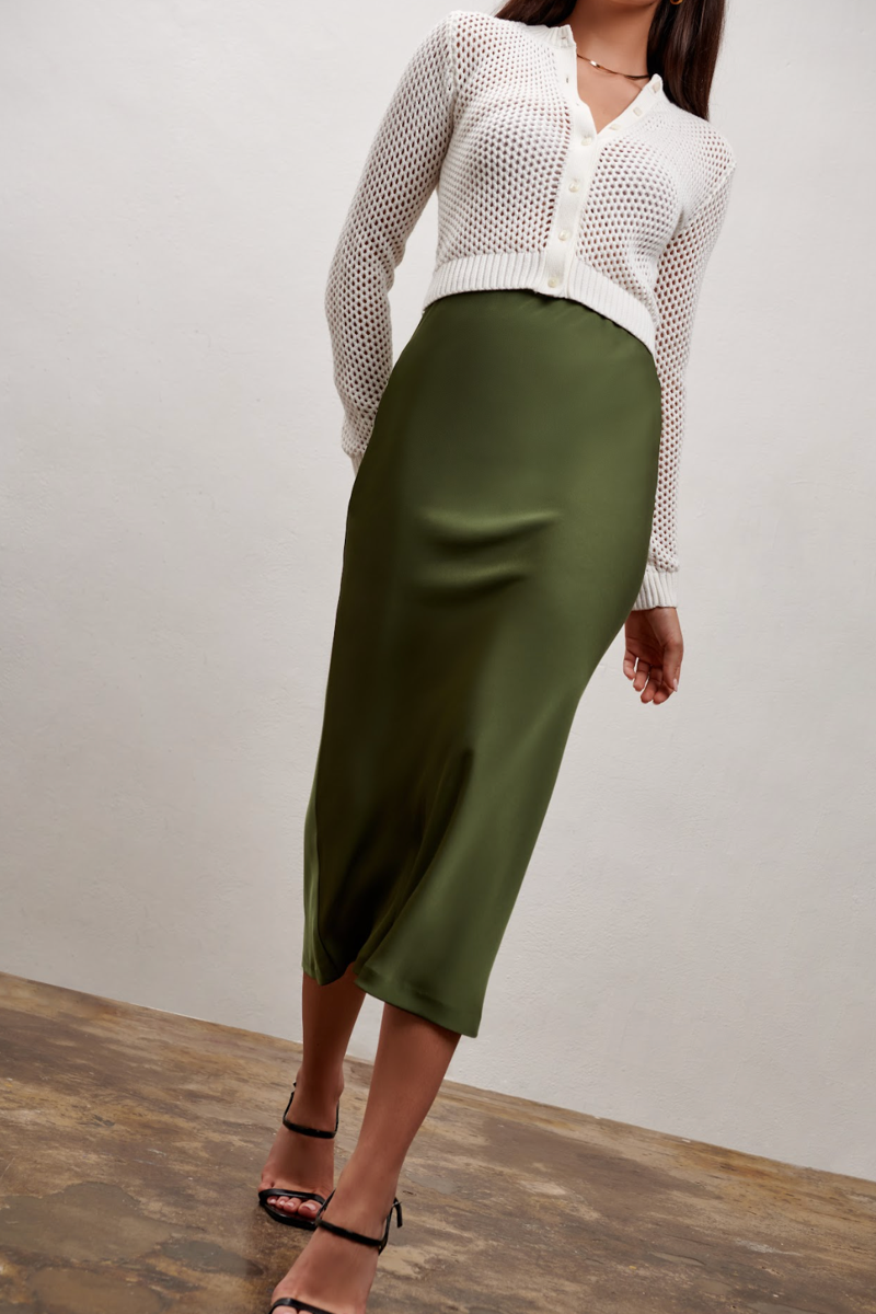 Olivia Slip Skirt - Olive Green