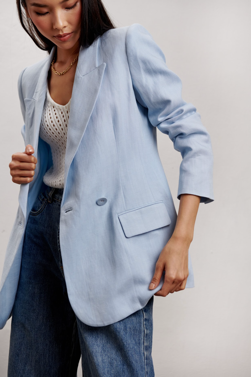 Erin Linen Blazer - Blue