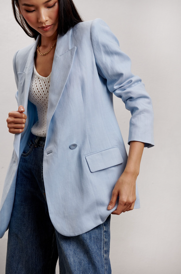 The Erin Linen Blazer - Blue