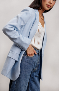 The Erin Linen Blazer - Blue