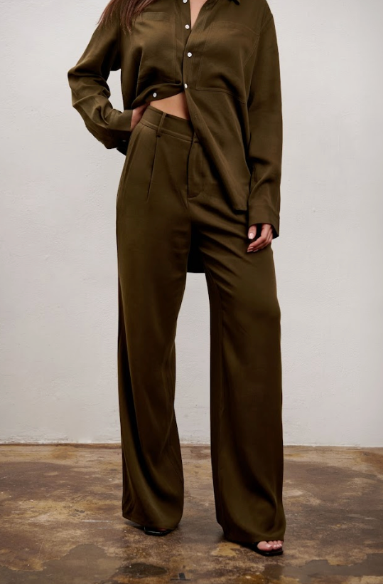 The Willow Wide Leg Pant- Olive Green