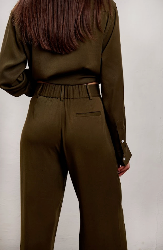 The Willow Wide Leg Pant- Olive Green