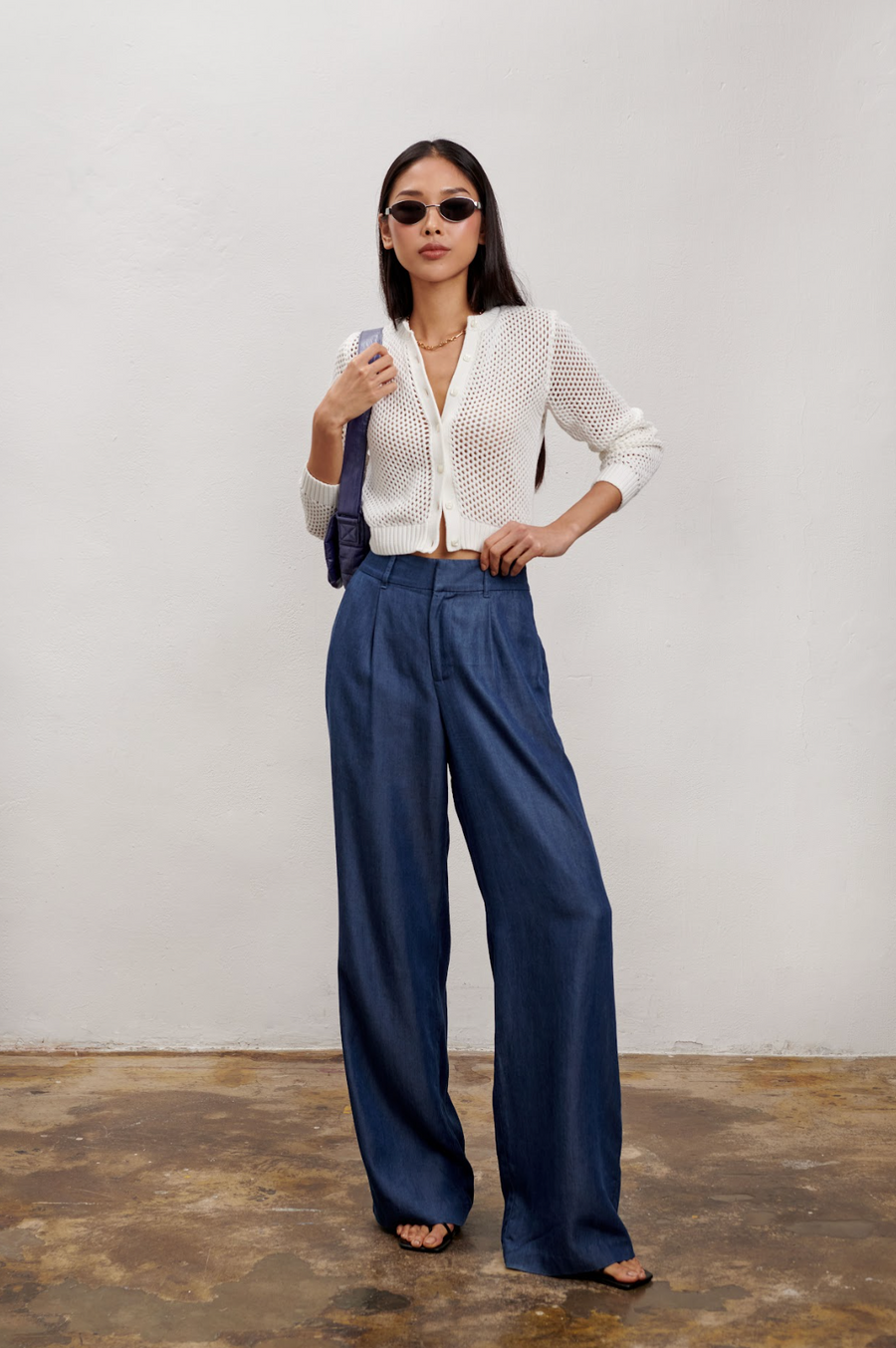 The Willow Wide Leg Pants - "Dark Denim"