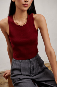 The Lili Knit Tank Top - Burgundy