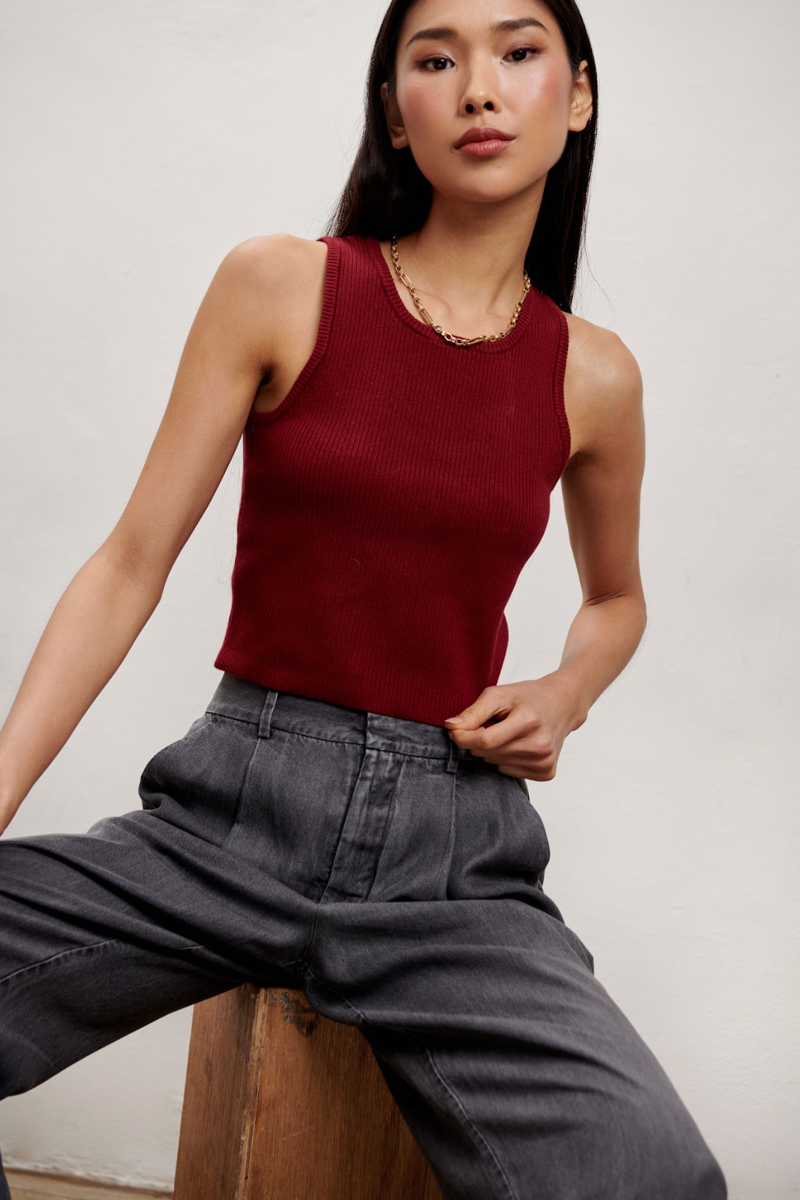 Lili Knit Tank Top - Burgundy