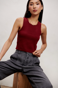 The Lili Knit Tank Top - Burgundy