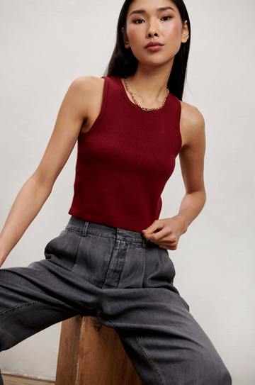Lili Knit Tank Top - Burgundy