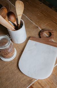 Oval Wood & Marble Chopping Board