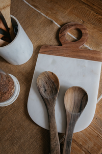 Oval Wood & Marble Chopping Board