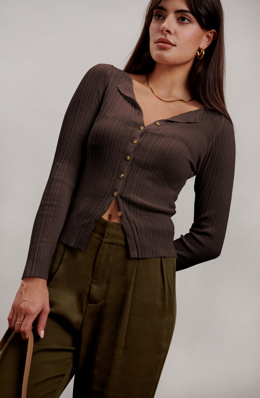 The Ava Sheer Knit Cardigan - Chocolate