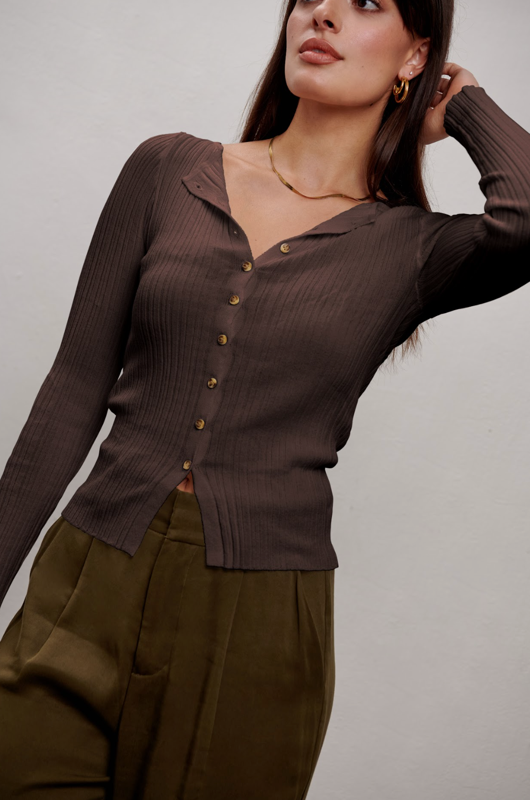 The Ava Sheer Knit Cardigan - Chocolate