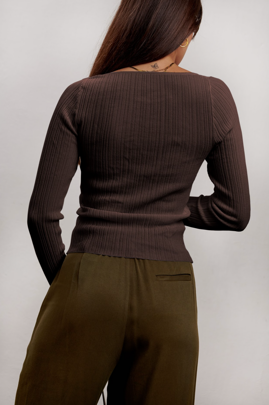 The Ava Sheer Knit Cardigan - Chocolate