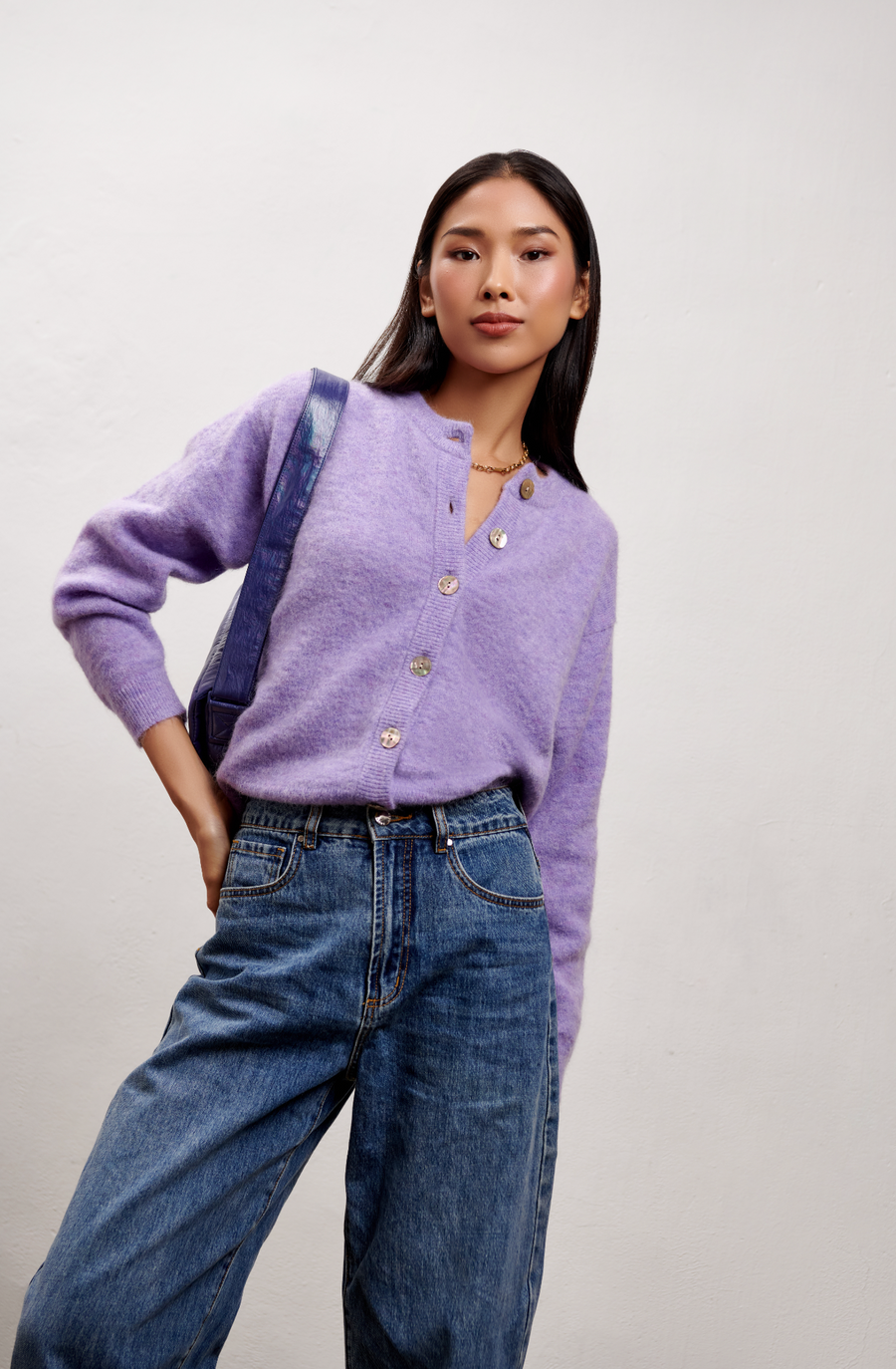 The Harper Mohair Cardigan - Lilac