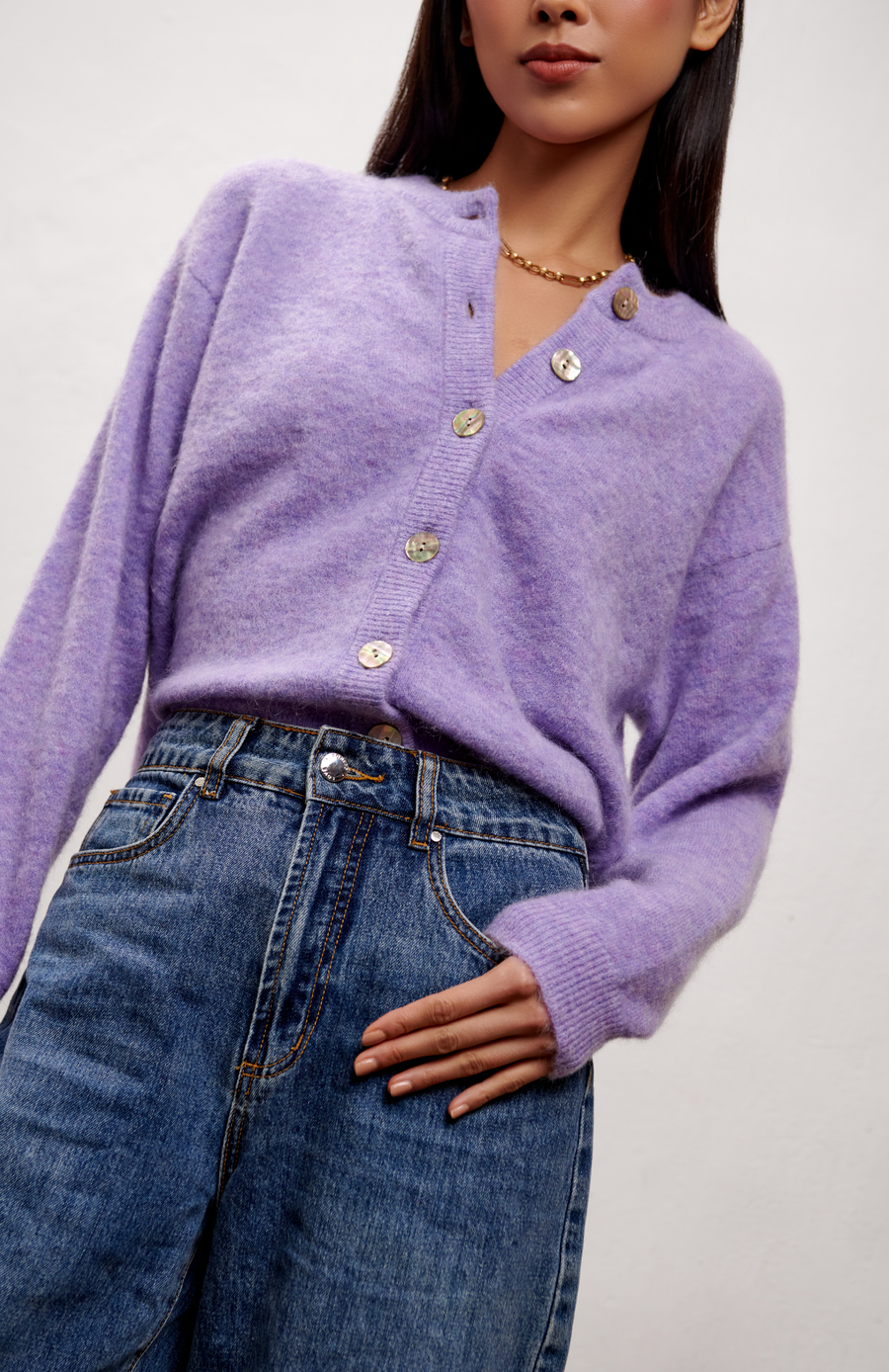 The Harper Mohair Cardigan - Lilac