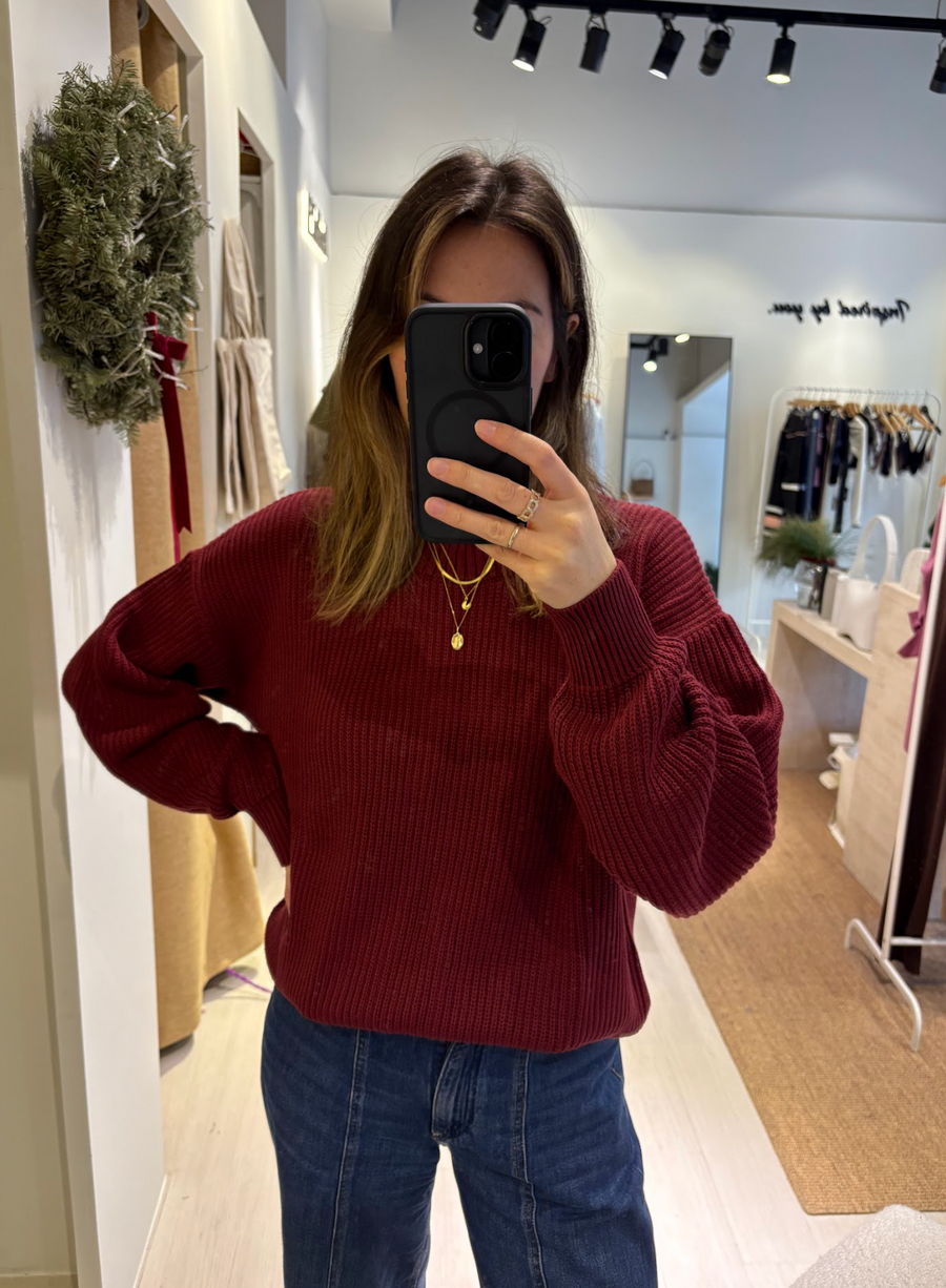 The Nora Oversized Sweater - Burgundy