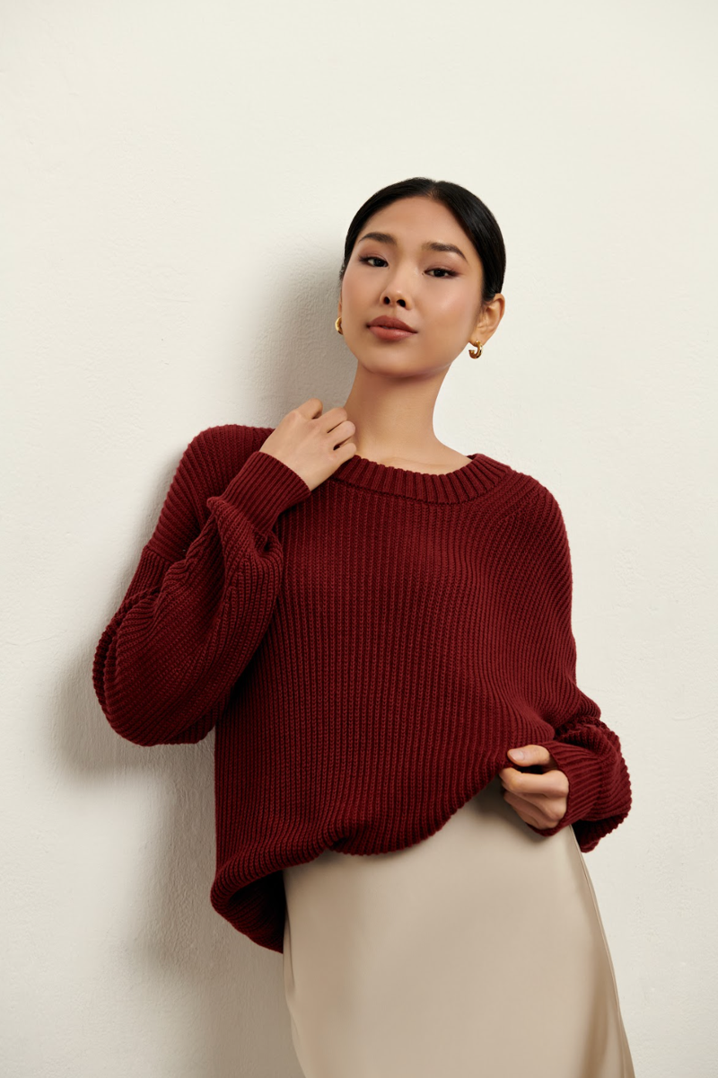 Nora Oversized Sweater - Burgundy