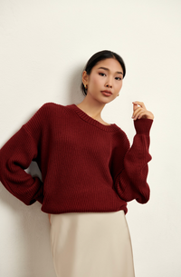 The Nora Oversized Sweater - Burgundy