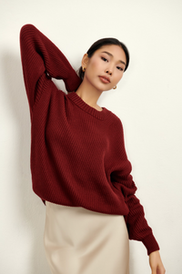 The Nora Oversized Sweater - Burgundy