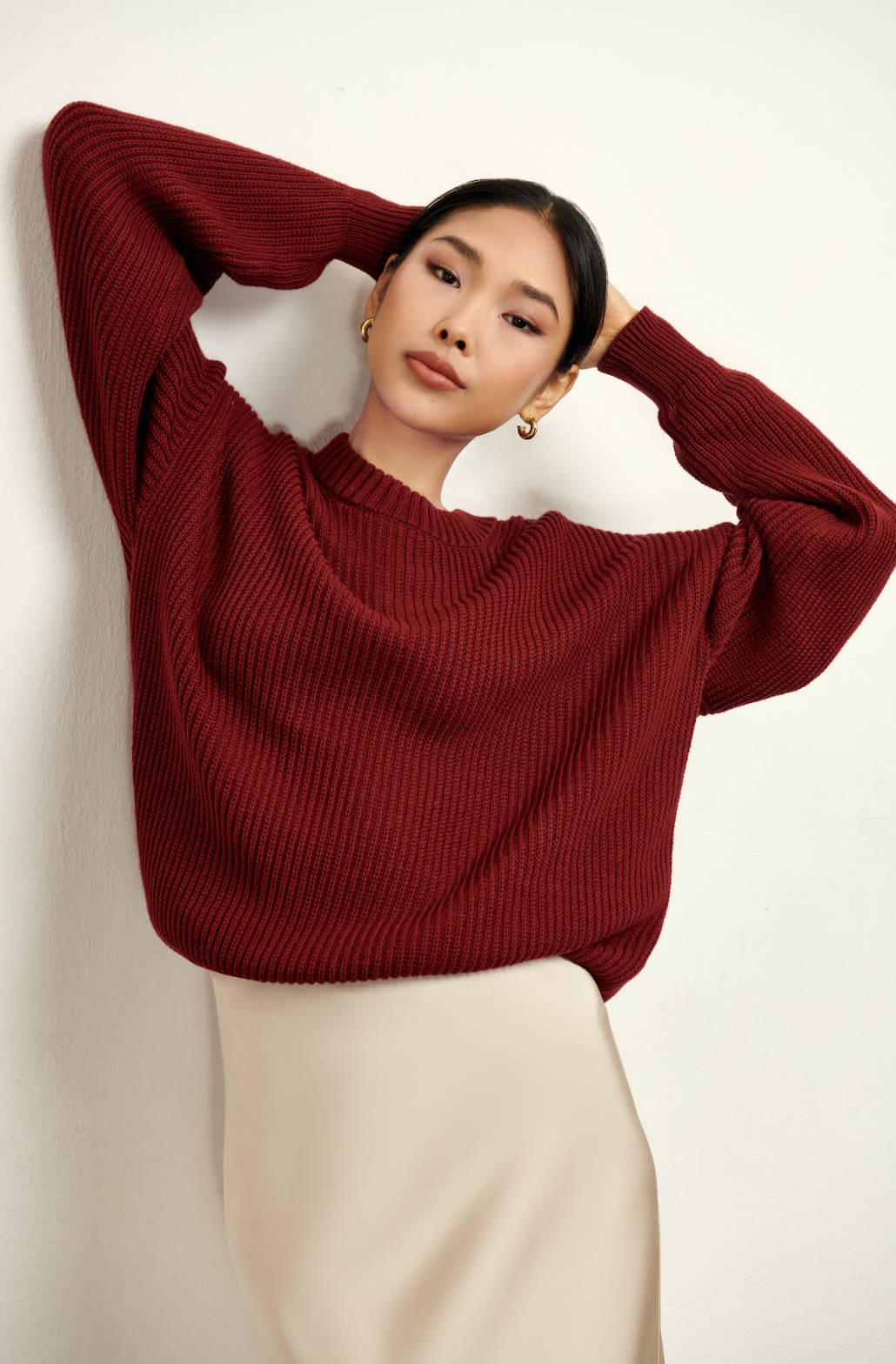 The Nora Oversized Sweater - Burgundy