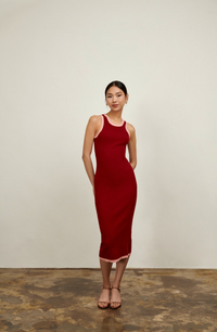 The Aria Knit Tank Dress - Red and Pink