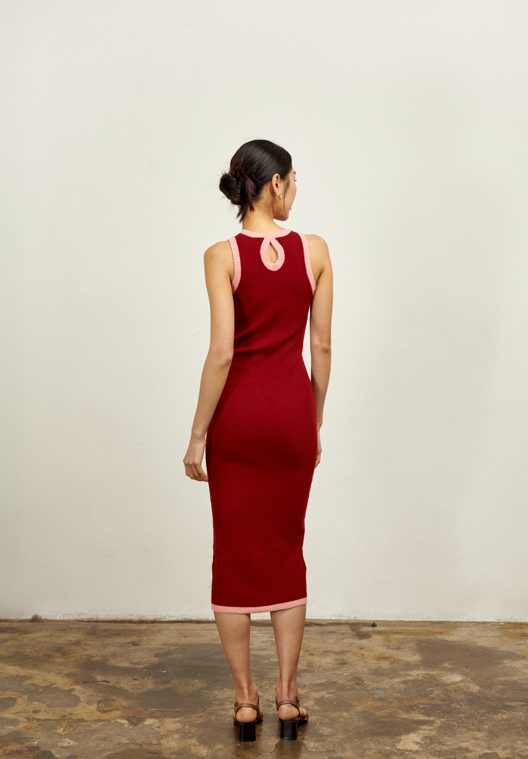 The Aria Knit Tank Dress - Red and Pink