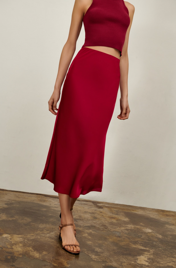 The Olivia Slip Skirt - Burgundy