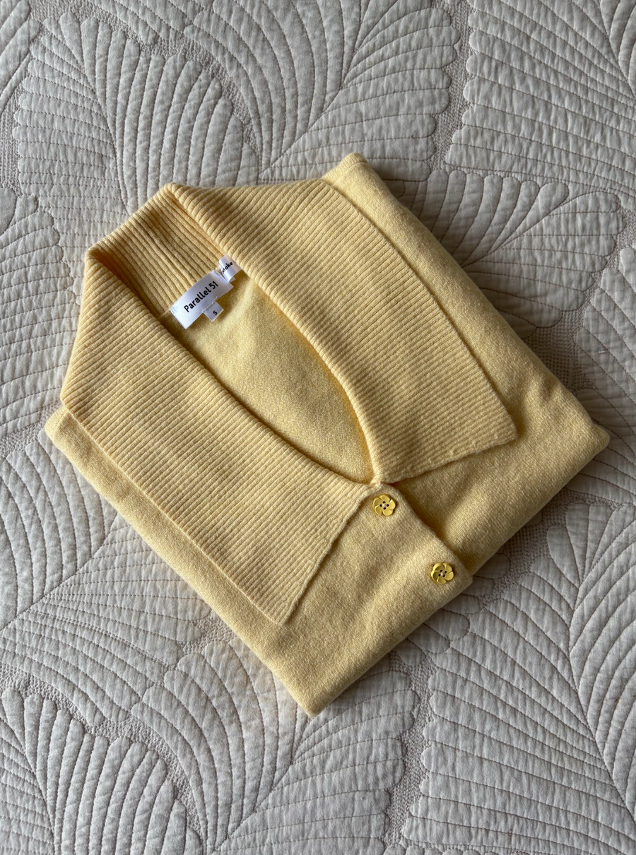 The Chloe Collared Cardigan - Butter Yellow